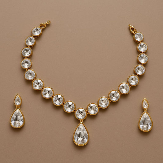 Sparkling Teardrop & Crystal Necklace