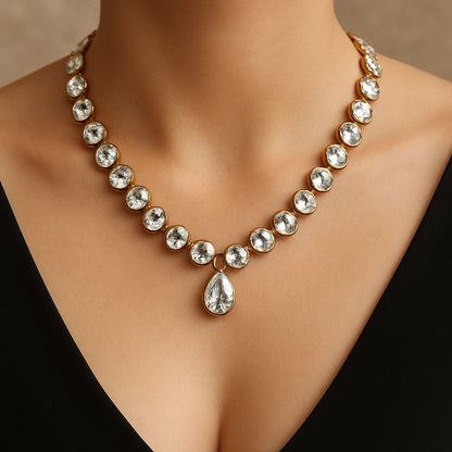 Sparkling Teardrop & Crystal Necklace
